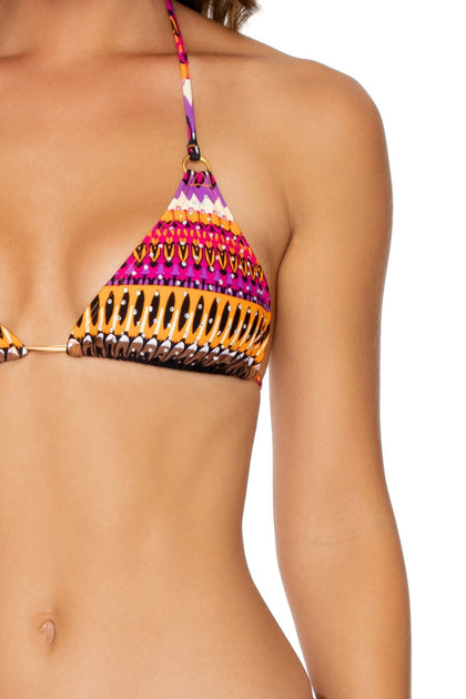 TIMBALES - Crystallized Triangle Top & Wavey Tie Side Brazilian • Multicolor