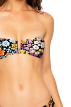 LOVE SPELL - Gold V Ring Bandeau Top & Seamless Wavy Ruched Back Bottom • Multicolor