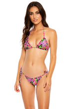SEXY SEÑORITA - Wavy Triangle Top & Wavy Ruched Back Tie Side Bottom • Pink Black