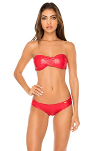 AY DIOS MIO - Twist Bandeau & Full Coverage Ruched Back • Ruby Red