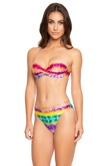AFTERGLOW - Underwire Push Up Bandeau Top & High Leg Banded Waist Bottom • Multicolor