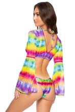 AFTERGLOW - Stitched Bell Sleeve Crop Top & High Leg Bottom • Multicolor