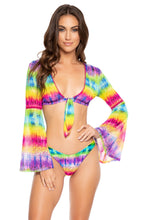 AFTERGLOW - Stitched Bell Sleeve Crop Top & High Leg Bottom • Multicolor