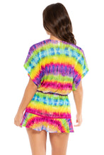 AFTERGLOW - Playera Stitched V-neck Ruffle Dress • Multicolor