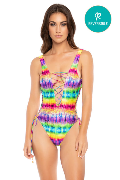 AFTERGLOW - Open Side One Piece Bodysuit • Multicolor