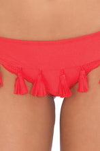 CUBA LIBRE - Criss Cross Bandeau Top With Removable Tassel & Tassels Band Ruched Minimal Coverage Bottom • Luli Red