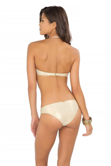 MOON OVER MIAMI - Ruched Underwire Push Up Bandeau Top & Seamless Moderate Bottom • White