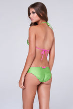 BESOS Y LAZOS - Wavey Triangle Top & Full Ruched Back Bottom • Apple Hot  Pink