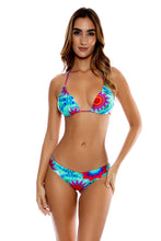 BEACH FEVER - Molded Cup Push Up Tri Halter Top & Seamless Thong Bottom • Multicolor