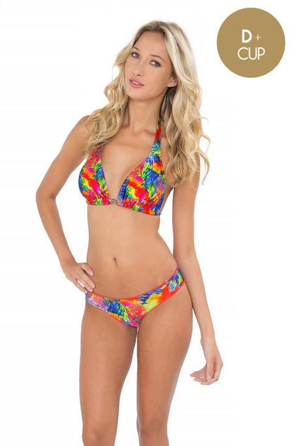 MUNDO DE COLORES - Triangle Halter Top & Full Ruched Back Bottom • Multicolor