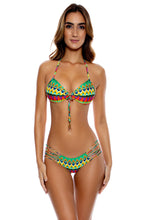 TULUM PARTY - Molded Push Up Bandeau Halter Top & Hot Buns Bottom • Multicolor