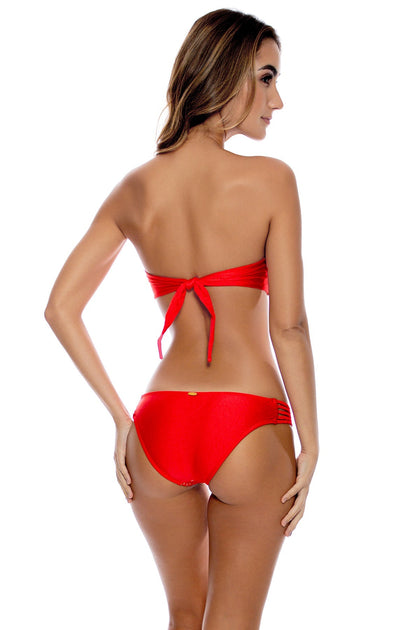 PASION Y ARENA - Cascade Bandeau Top & Braided Side Full Bottom • Luli Red