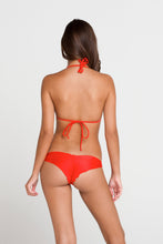PASION Y ARENA - Molded Push Up Bandeau Halter Top & Multi Braid Ruched Back Brazilian Bottom • Luli Red