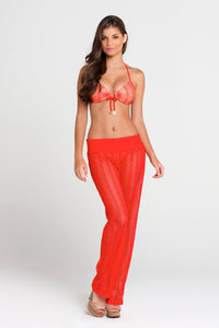 PASION Y ARENA - Molded Push Up Bandeau Halter Top & Poolside Pants • Luli Red