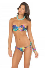 CLANDESTINA - Underwire Push Up Bandeau Top & Wavey Ruched Back Brazilian Tie Side Bottom • Multicolor