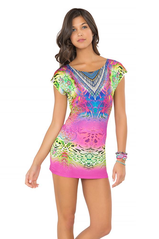 CLANDESTINA - Short Sleeve Bodycon Dress • Multicolor