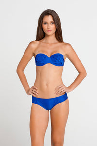 SI SOY SIRENA - Scalloped Underwire Push Up Bandeau Top & Scalloped Full Bottom • Electric Blue