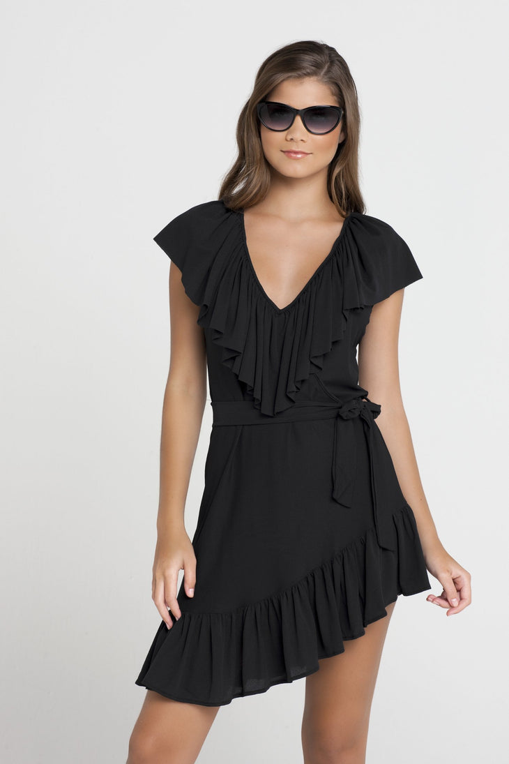 COSITA BUENA - Unwrap Me Mini Dress • Black