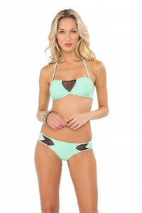 FOR YOUR EYES ONLY - V Cut Net Bandeau & Net Sides Full Bottom • Mint Convertible