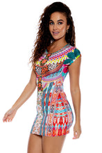CHASING WATERFALLS - Short Sleeve Bodycon Dress • Multicolor