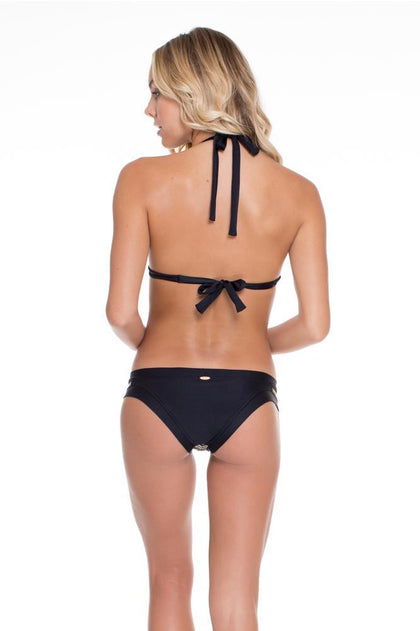 DESERT BABE - Triangle Halter Top & Banded Moderate Bottom • Black