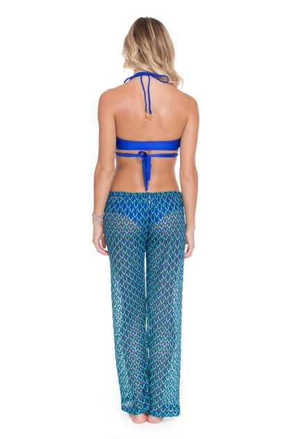 BLUE KISS - Cross Over Halter Top & Beach Pant • Electric Blue