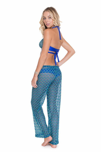 BLUE KISS - Cross Over Halter Top & Beach Pant • Electric Blue