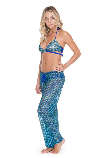 BLUE KISS - Cross Over Halter Top & Beach Pant • Electric Blue