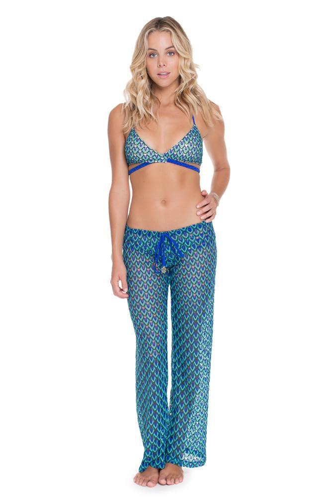 BLUE KISS - Cross Over Halter Top & Beach Pant • Electric Blue