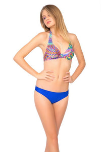 FREE LOVE - Underwire Halter Top & Reversible Seamless Full Bottom • Electric Blue