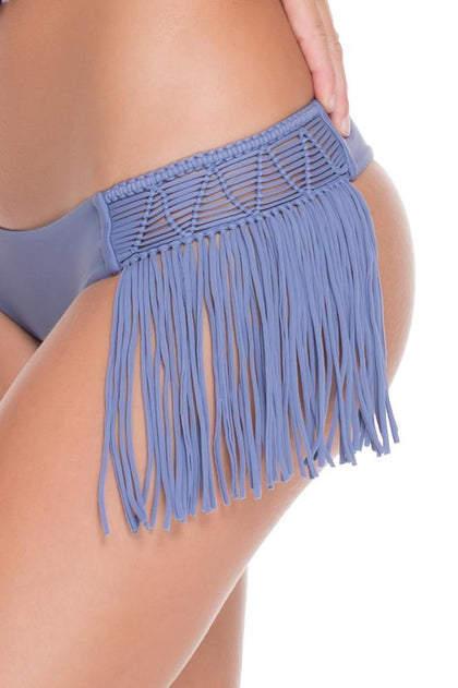 HEART OF A HIPPIE - Weave Fringed Halter Top & Weave Fringed Skimpy Bottom • Blue Moon