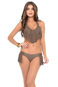 HEART OF A HIPPIE - Weave Fringed Underwire Top & Weave Fringed Skimpy Bottom • Sandy Toes