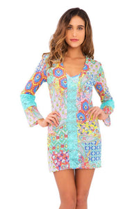 SIREN DANCE - Lace Cutout Plung V Neck Dress • Multicolor