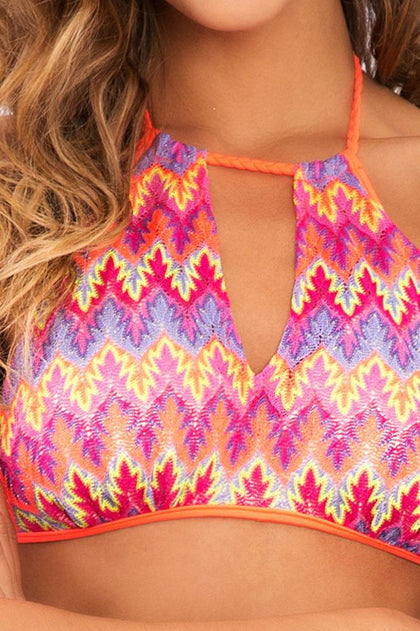 SONG OF THE SEA - Key Hole Halter Top & Braided Lo Rise Hipster Bottom • Multicolor