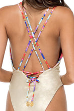 BELLAMAR - Deep V Crossed Back One Piece • Multicolor
