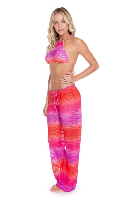 SUNSET ANGEL - Crochet Illusion Halter Top & Beach Pant • Multicolor