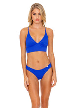 ORILLAS DEL MAR - Cross Back Bustier Top & Seamless Wavey Ruched Back Bottom • Blue My Mind