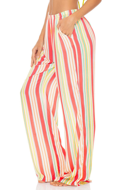 PLAY TIME - Flare Bottom Pants • Multi White