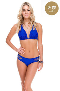 SAILOR'S KISS - Triangle Halter Top & Moderate Bottom • Electric Blue