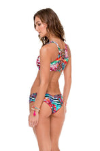 LIKE A FLAME - Glam High Neck Top & Scrunch Ruched Back Brazilian Bottom • Multicolor
