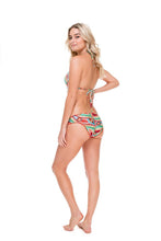WILD HEART - Molded Push Up Bandeau Halter Top & Full Ruched Back Bottom • Multicolor