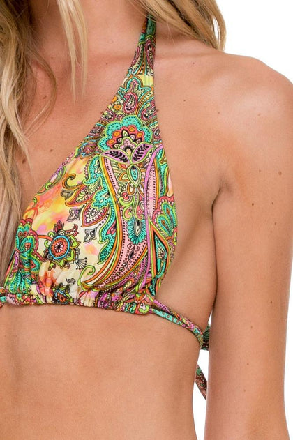 CALLEJERA - Triangle Halter Top & Reversible Sexy Side Full Bottom • Multicolor