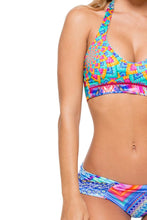 STAR GIRL - Stitched Reversible Halter Top & Scrunch Ruched Back Brazilian Bottom • Multicolor