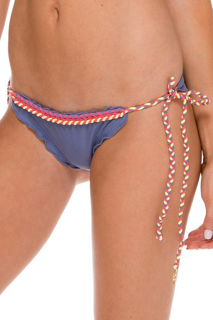 ATREVIDA - Multicolor Crochet Sporty Top & Wavey Ruched Back Brazilian Tie Side Bottom • Blue Moon