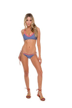 ATREVIDA - Multicolor Crochet Sporty Top & Wavey Ruched Back Brazilian Tie Side Bottom • Blue Moon