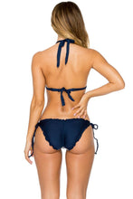 EL MALECON - Triangle Halter Top & Wavey Ruched Back Full Tie Side Bottom • Marino