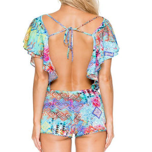 CAYO HUESO SO CLOSE - Open Back Butterfly Romper