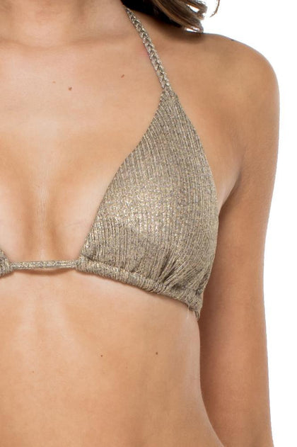 COMPAI - Triangle Top & Wavey Ruched Back Brazilian Tie Side Bottom • Bronze