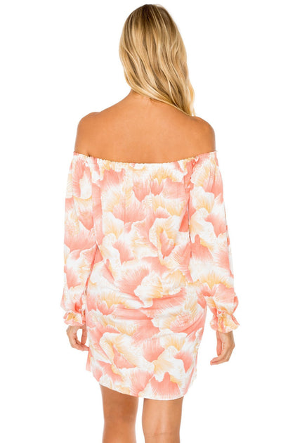 COSTA DE LUZ - Cuff Bell Sleeve Dress • Multicolor