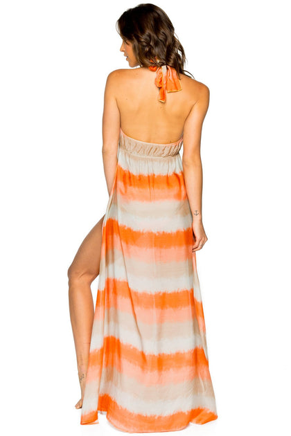 LOS FLAMENCOS - Silk Knotted Open Side Dress • Multicolor